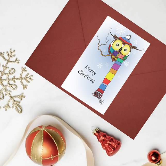 Sticker Rectangulaire Chouette Snowflakes Scarf Casquette mou (Créateur téléchargé)