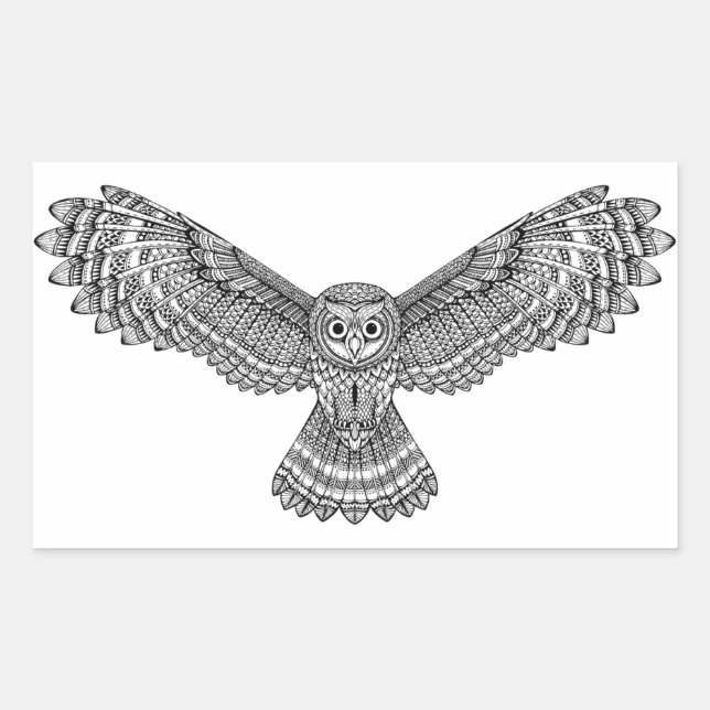 Sticker Rectangulaire Chouette volante Zendoodle (Devant)