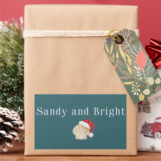 Sticker Rectangulaire Christmas Beach Vacation Sandy and Bright Seashell (vacances)