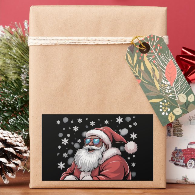 Sticker Rectangulaire Christmas Black African American Santa Xmas  (vacances)