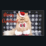 Sticker Rectangulaire Christmas Cat<br><div class="desc">Chat perse orange de Noël</div>