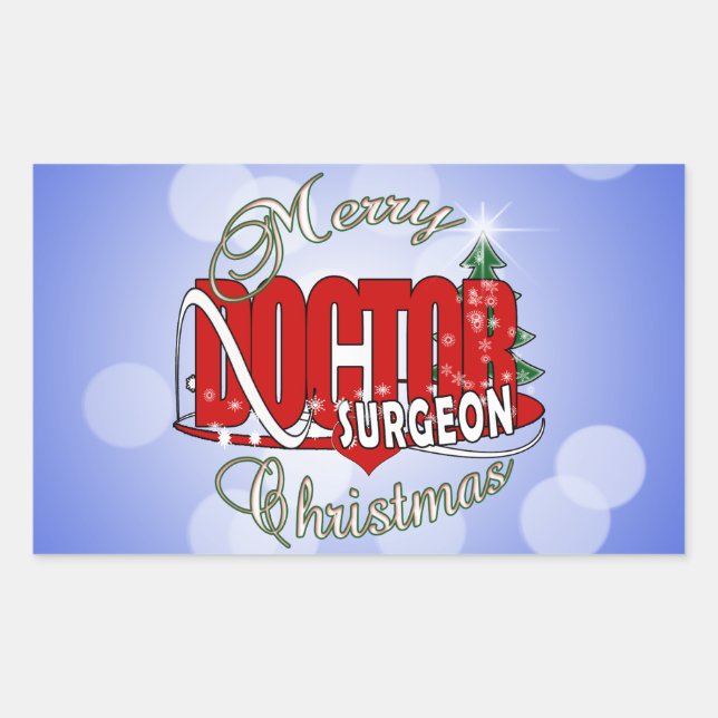 STICKER RECTANGULAIRE CHRISTMAS CHIRURGIEN DOCTEUR (Devant)