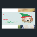 Sticker Rectangulaire Christmas Crew Elf Casquette Photo Holiday Étiquet<br><div class="desc">Marquez vos cadeaux avec un autocollant léger et amusant qui vous met dans un casquette elfe idiot. Pour que vos photos correspondent à l'espace nécessaire pour redimensionner ou rogner votre image à l'aide de l'outil "Modifier". Photographie � Shanna Russell Photographie,  San Antonio TX</div>