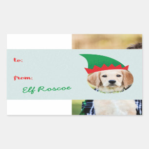 Sticker Rectangulaire Christmas Crew Elf Casquette Photo Holiday Étiquet