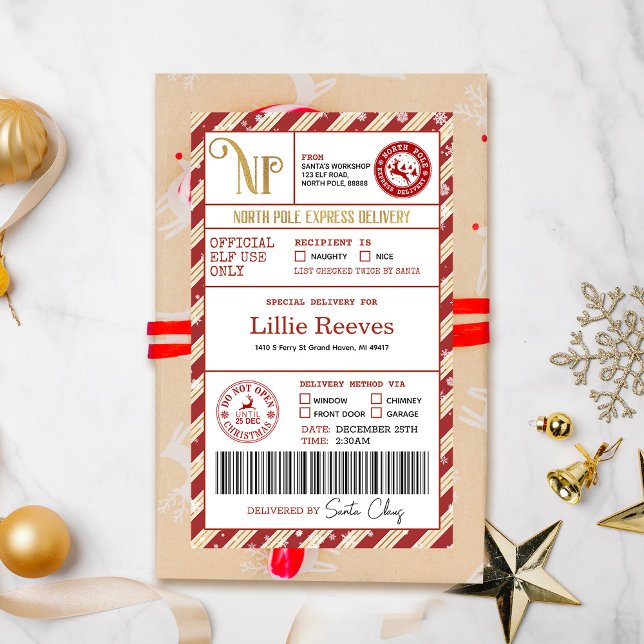 Sticker Rectangulaire Christmas Elf Pôle Nord Livraison spéciale Livrais (Créateur téléchargé)