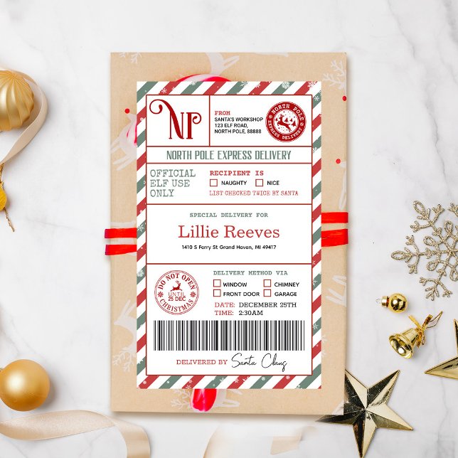 Sticker Rectangulaire Christmas Elf Pôle Nord Livraison spéciale Livrais (Créateur téléchargé)