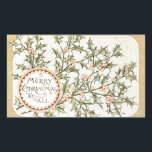 Sticker Rectangulaire Christmas Holly Jolie Antique Salutation<br><div class="desc">Une carte classique de Noël vintage qui dit Joyeux Noël à tous.</div>