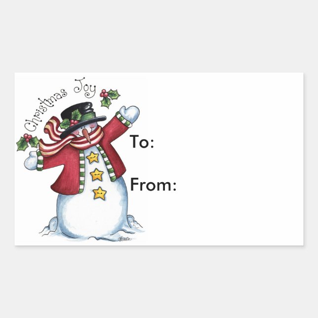 Sticker Rectangulaire Christmas Joy - Tags cadeaux (Devant)