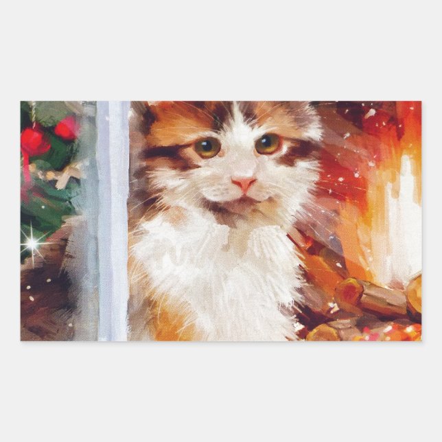 Sticker Rectangulaire Christmas Kitten (Devant)