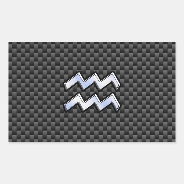 Sticker Rectangulaire Chrome Aquarius signe zodiaque Styles de fibre de  (Devant)