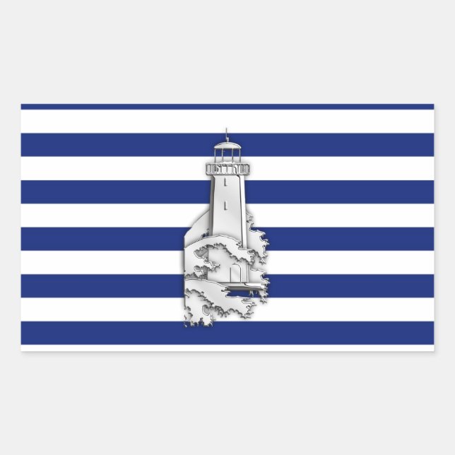 Sticker Rectangulaire Chrome comme phare sur les rayures nautiques (Devant)