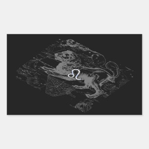 Sticker Rectangulaire Chrome Style Leo Zodiac Carte Hevelius 1690