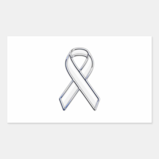 Sticker Rectangulaire Chrome Style White Ribbon Awareness (Devant)