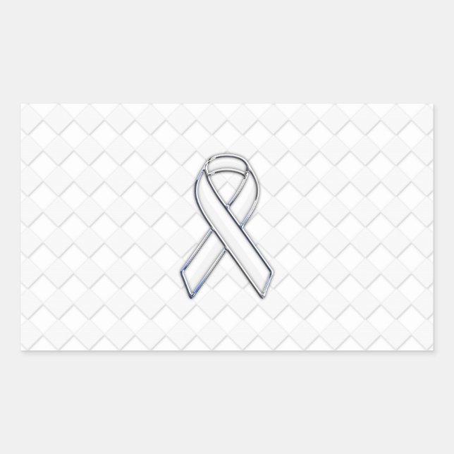 Sticker Rectangulaire Chrome White Ribbon Sensibilisation sur Checkers I (Devant)
