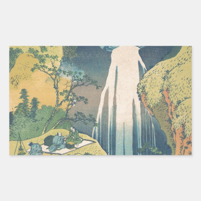 Sticker Rectangulaire Chutes d'Amida d'Hokusai Japon Cascade  (Devant)