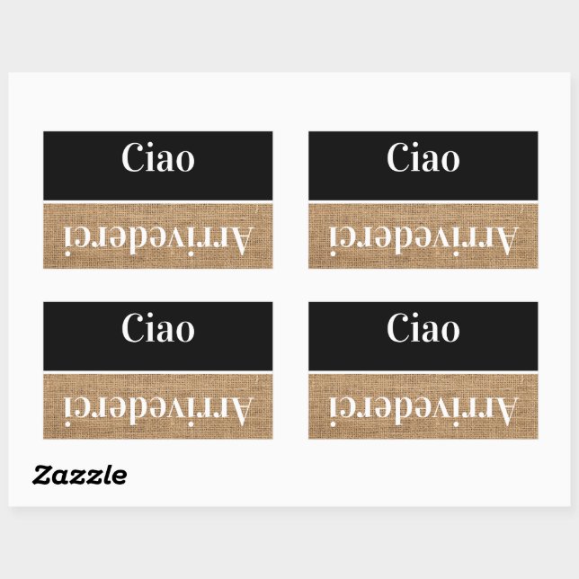 Sticker Rectangulaire Ciao - salutations en italien (Feuille)