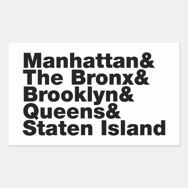 Sticker Rectangulaire Cinq Boroughs ~ New York (Devant)