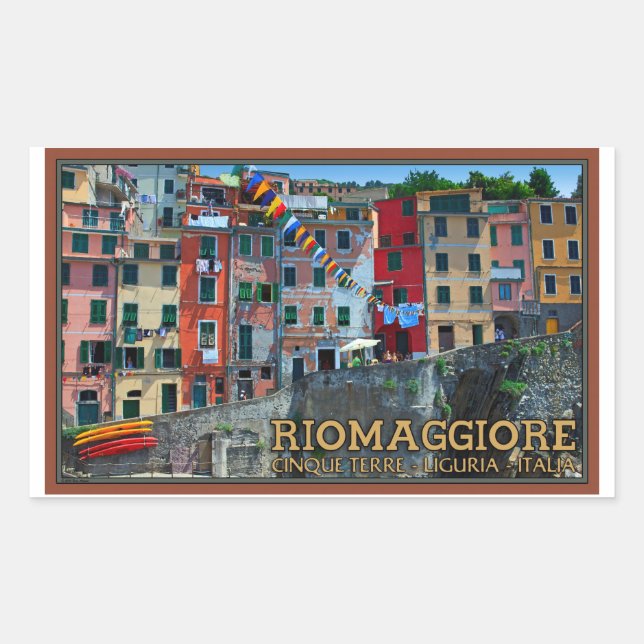 Sticker Rectangulaire Cinque Terre - Maisons Riomaggiore (Devant)