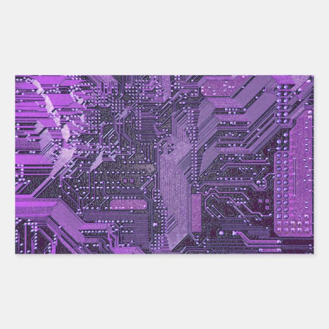 Sticker Rectangulaire Circuit imprimé cybernétique violet Art électroniq (Devant)