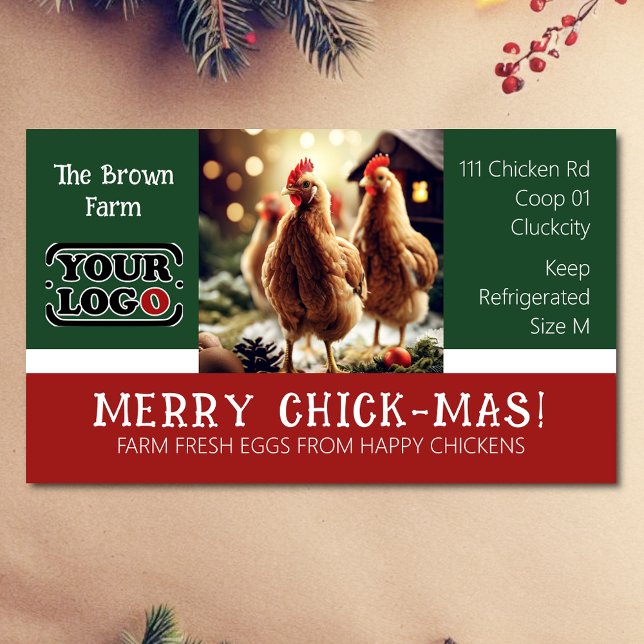 Sticker Rectangulaire Citation de Noël amusant Oeuf Carton emballage Log (Créateur téléchargé)