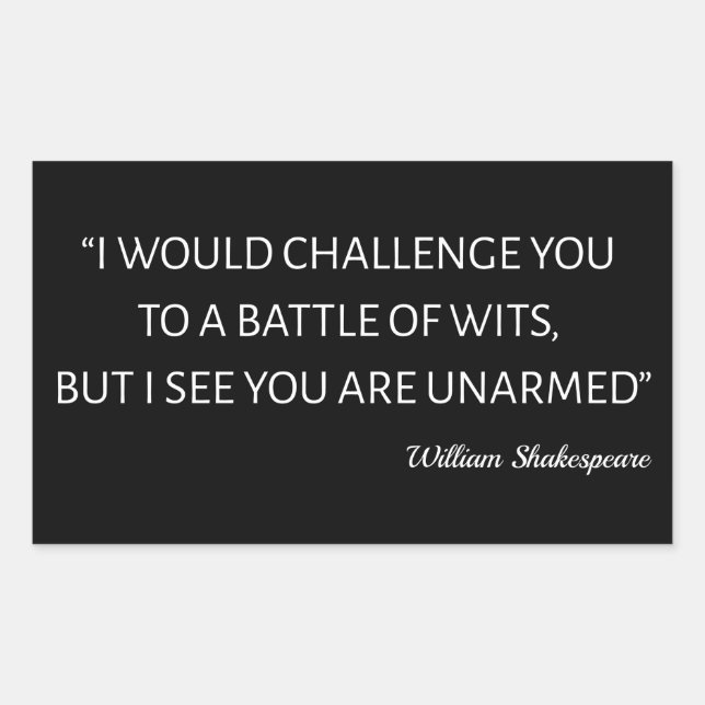 Sticker Rectangulaire Citation De Shakespeare - Bataille De Wits (Devant)