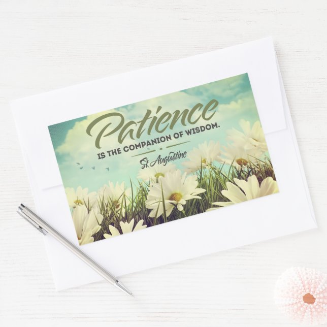 Sticker Rectangulaire Citation Inspirationnelle Saint Augustin "Patience (Enveloppe)