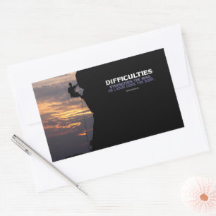 Sticker Rectangulaire Citation Inspirationnelle Seneca "Difficultés"