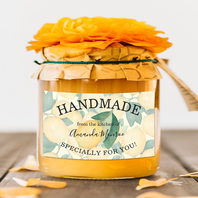 Sticker Rectangulaire Citrons et Feuilles rustiques (Rustic watercolor lemons and leaves personalized HANDMADE for you rectangular stickers)