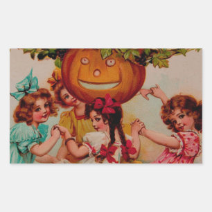 Sticker Rectangulaire Citrouille de la fête d'Halloween vintage