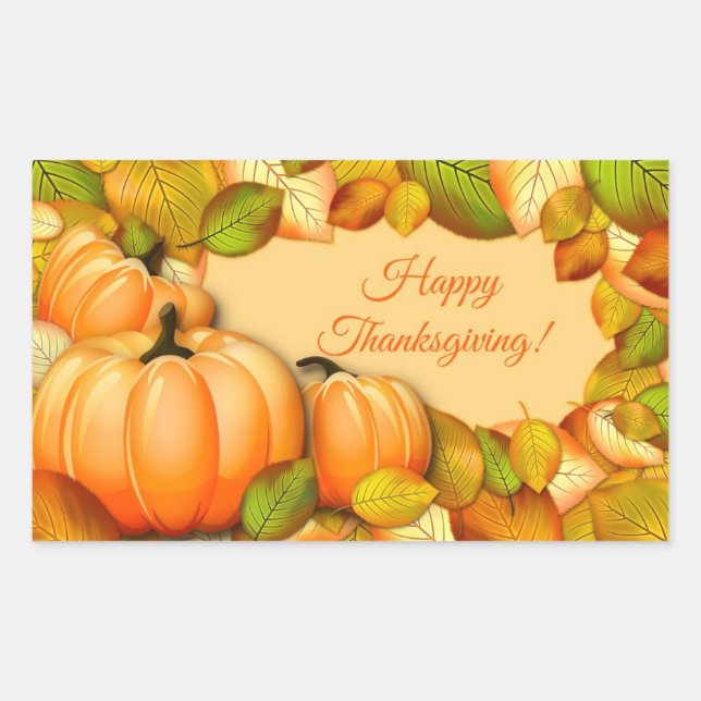 Sticker Rectangulaire Citrouille gentil de Thanksgiving (Devant)