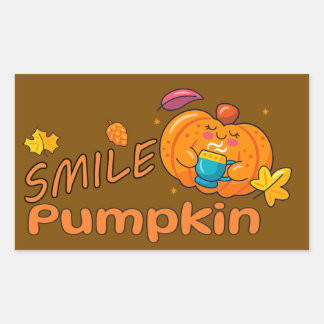 Sticker Rectangulaire Citrouille Sourire