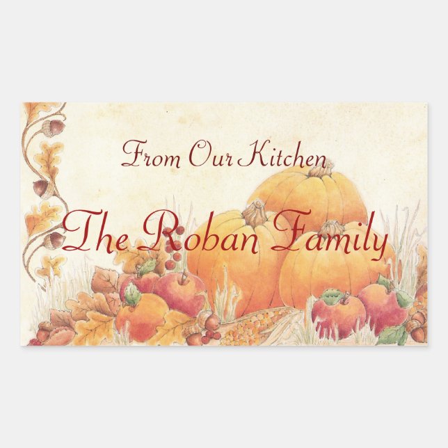 Sticker Rectangulaire Citrouilles de récolte d'automne faits maison de l (Devant)