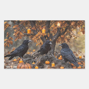 Sticker Rectangulaire Citrouilles et bougies de Ravens Halloween