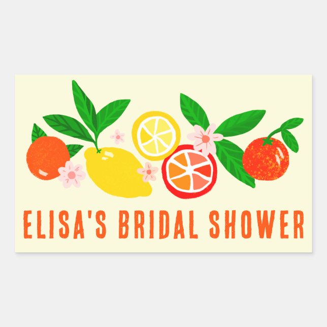 Sticker Rectangulaire Citrus Celebration Bright Custom BRIDAL SHOWER  (Devant)