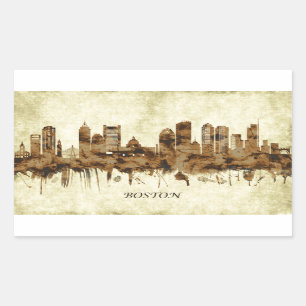 Sticker Rectangulaire Cityscape de Boston Massachusetts