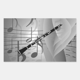 Sticker Rectangulaire Clarinet aux accents musicaux