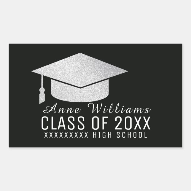 Sticker Rectangulaire classe de, collant de graduation avec casquette gr (Devant)