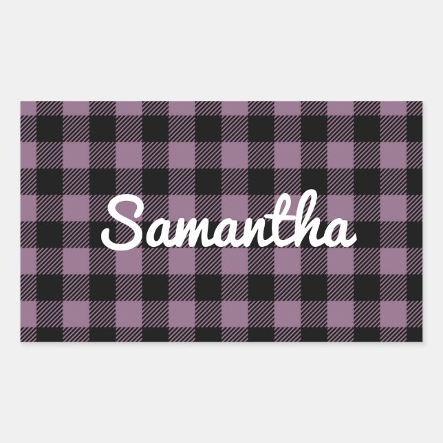 Sticker Rectangulaire Classic Violet Buffalo Check Plaid Personnalisé (Devant)