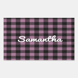 Sticker Rectangulaire Classic Violet Buffalo Check Plaid Personnalisé