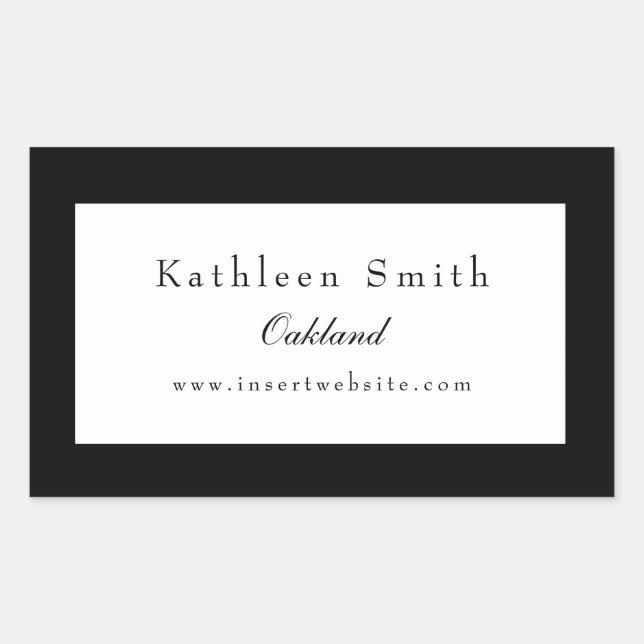 Sticker Rectangulaire Classique professionnel noir et blanc (Devant)