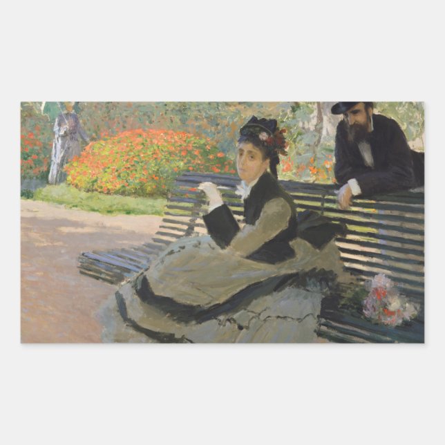 Sticker Rectangulaire Claude Monet - Camille Monet sur un banc (Devant)