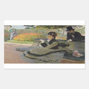 Sticker Rectangulaire Claude Monet - Camille Monet sur un banc