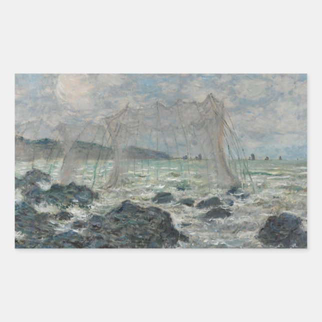 Sticker Rectangulaire Claude Monet - Filets de pêche à Pourville (Devant)