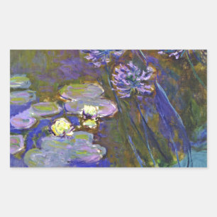 Sticker Rectangulaire Claude Monet Nymphéas Agapanthus Art Vintage