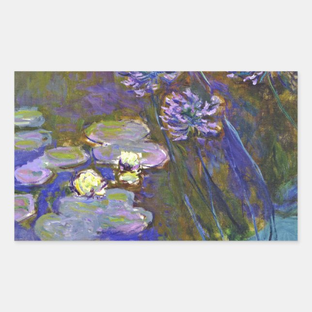 Sticker Rectangulaire Claude Monet Nymphéas Agapanthus Art Vintage (Devant)