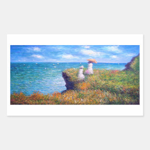 Sticker Rectangulaire Claude Monet : Promenade de falaise chez Pourville