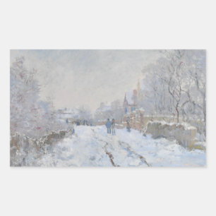 Sticker Rectangulaire Claude Monet - Scène de neige à Argenteuil