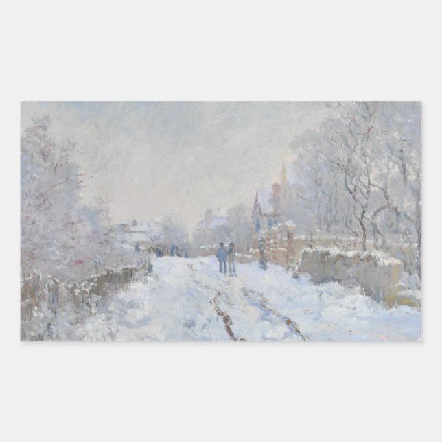 Sticker Rectangulaire Claude Monet - Scène de neige à Argenteuil (Devant)