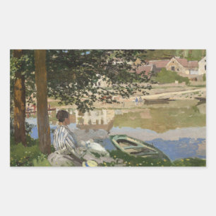 Sticker Rectangulaire Claude Monet - Sur la rive de la Seine, Bennecour