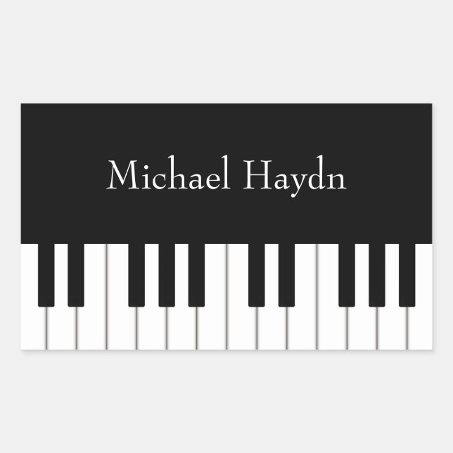 Sticker Rectangulaire Clavier de piano classique Musicien personnalisé (Devant)